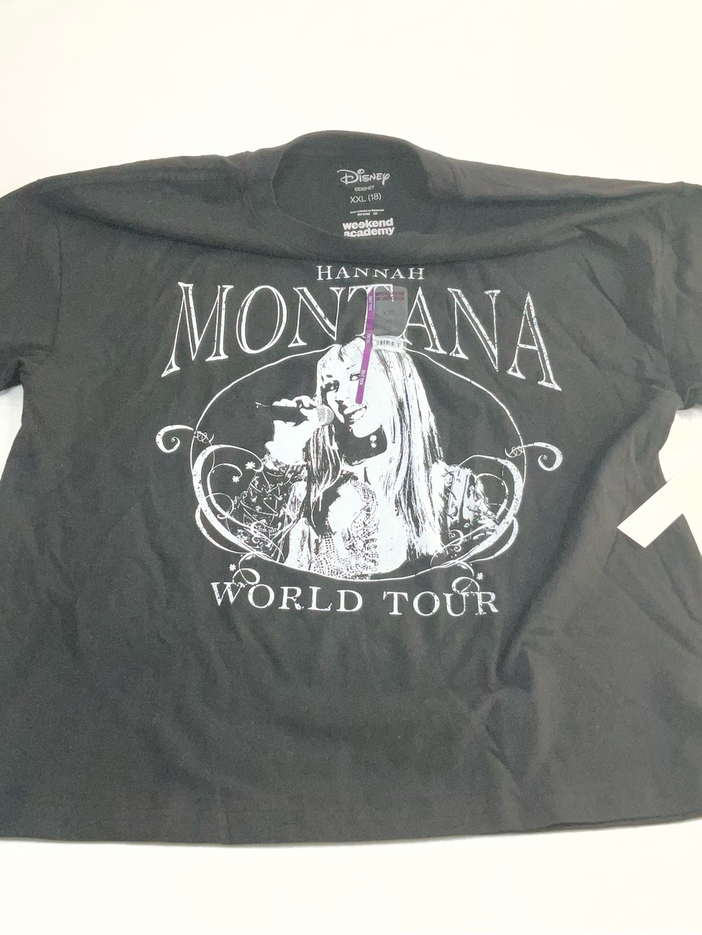 Disney Black Hannah Montana World Tour Graphic Tee. New with Tag. Size XXL(18).